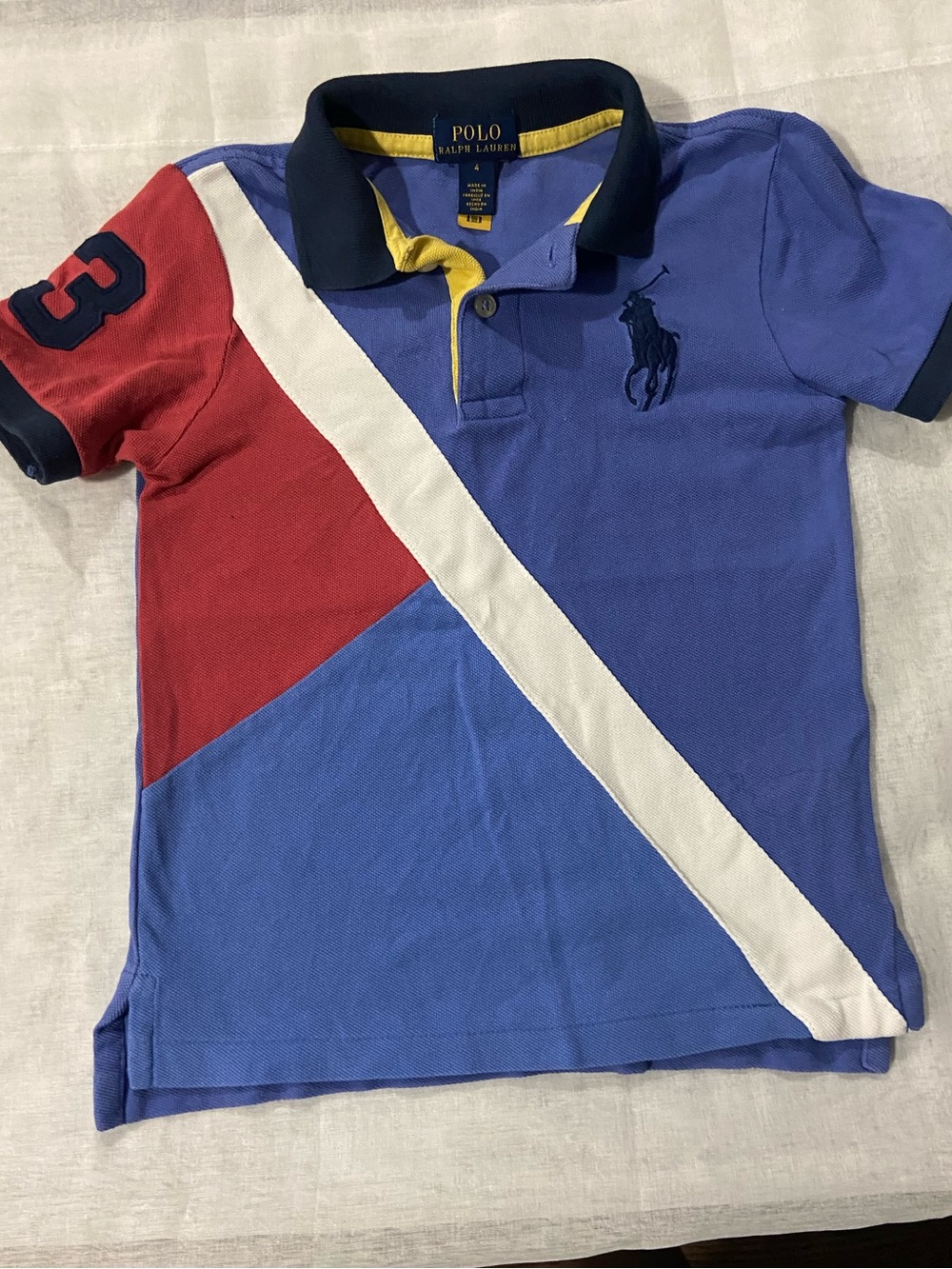 Polo by Ralph Lauren Blue, Red & White Diagonal Block Polo